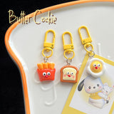 Cute Breakfast Food Keychain Toast, Banana & Plate Pendant Key Ring Lanyard Charm