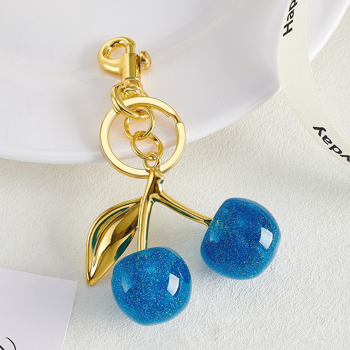 Crystal Cherry Keychain Red & Pink Summer Fruit Pendant for Bags, Keys & Gifts