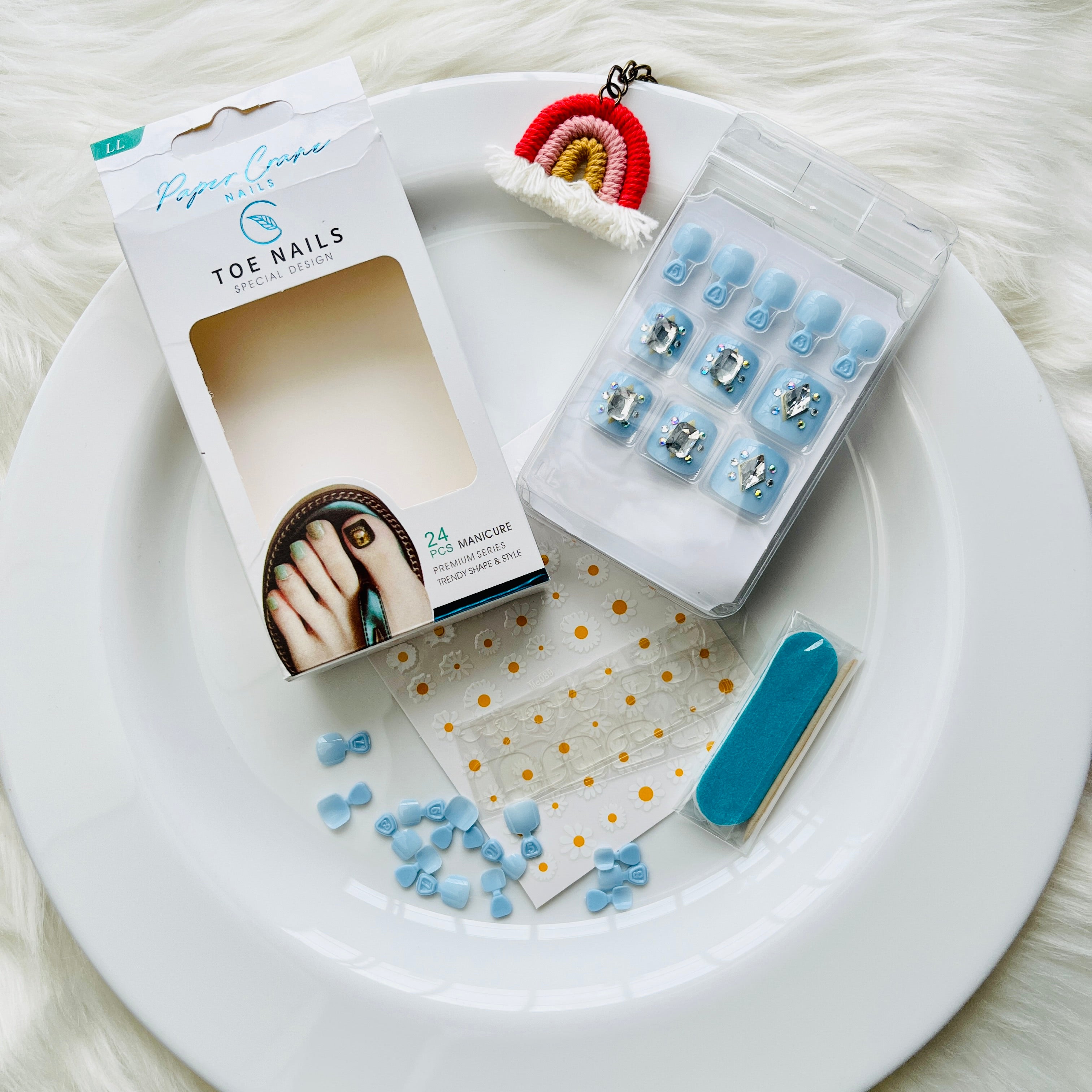 Crystal & Glitter Design Toe Nail Art Set