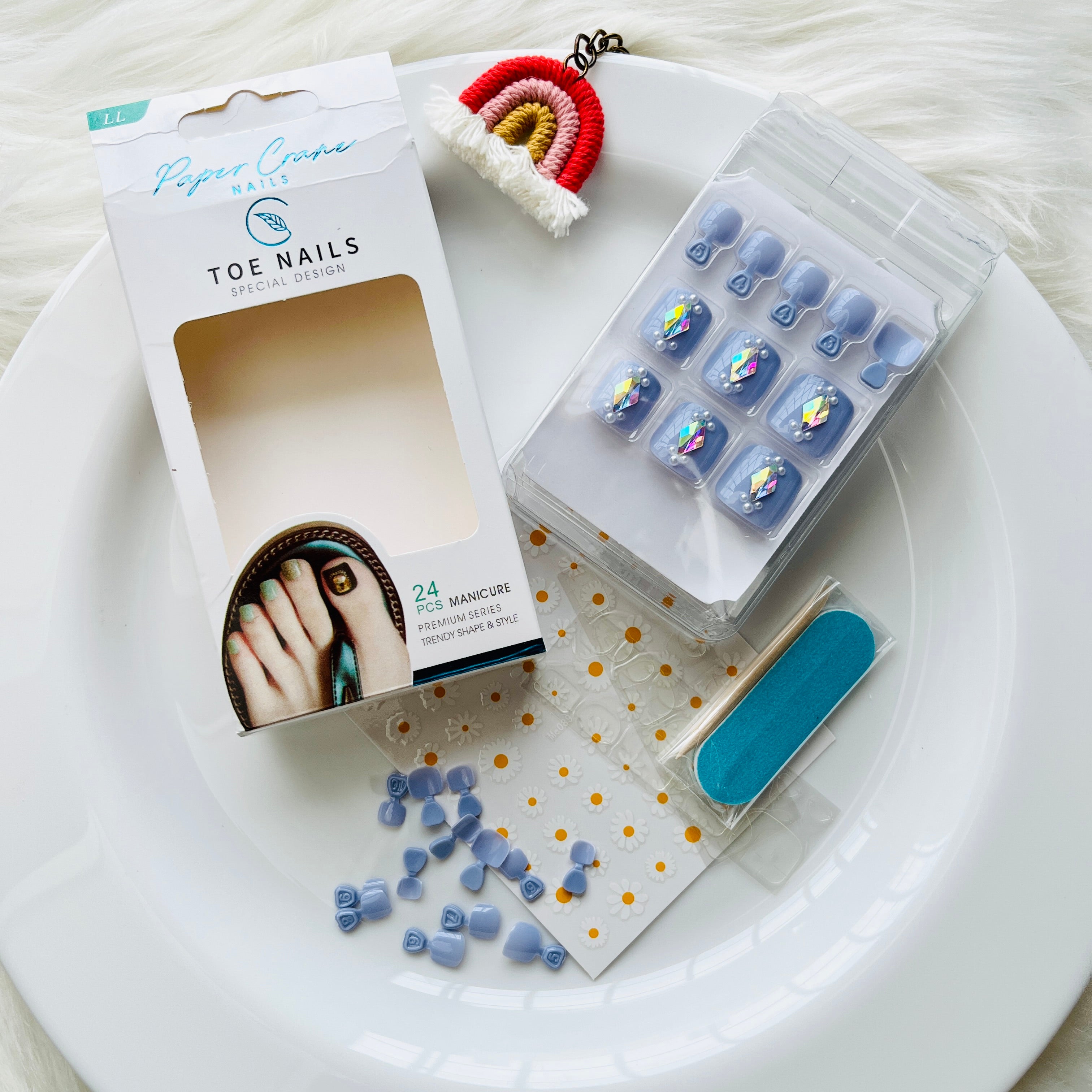 Crystal & Glitter Design Toe Nail Art Set