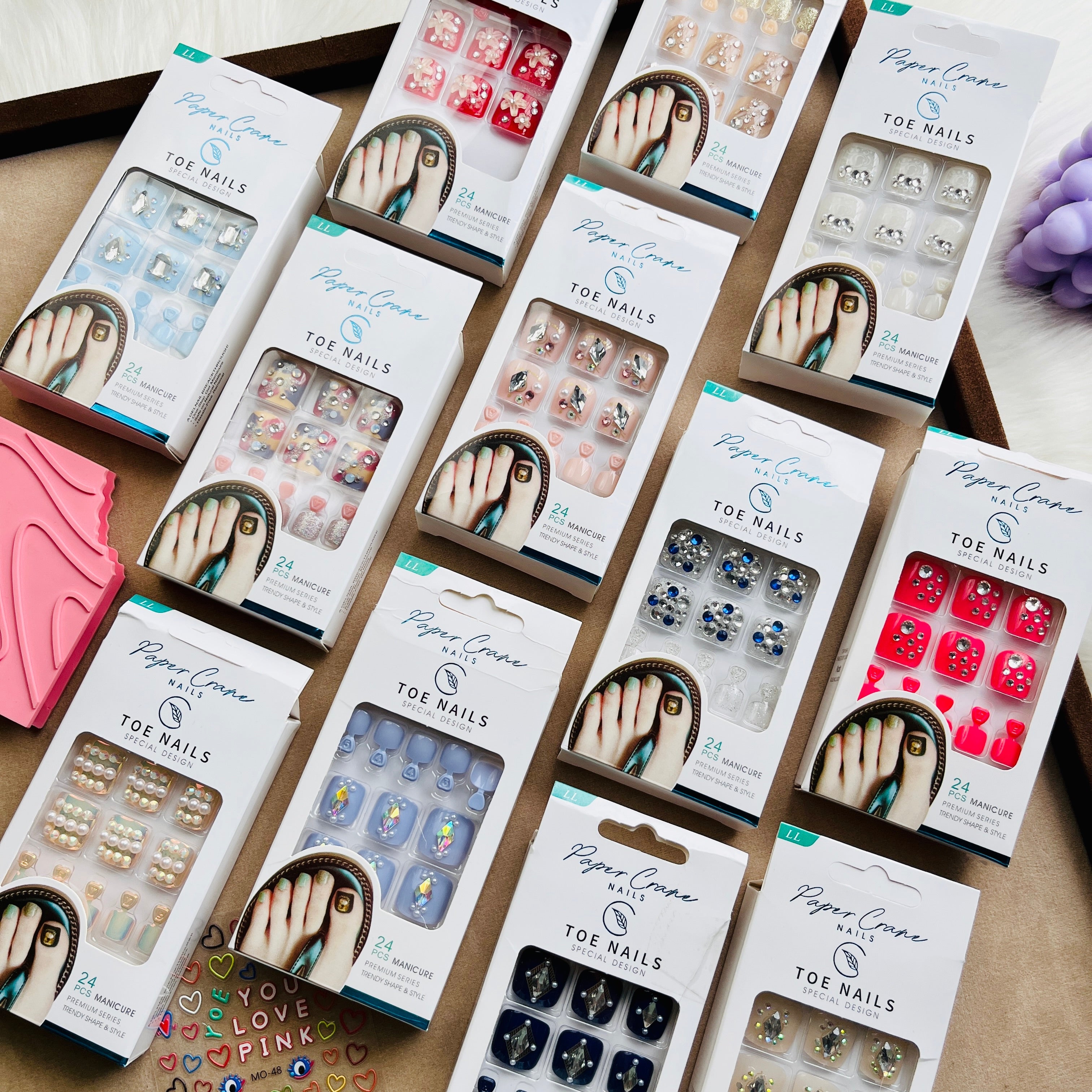 Crystal & Glitter Design Toe Nail Art Set