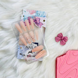 Rhinestone Accent Design Press On Nails Matte Coffin Shape