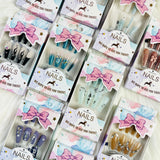 Rhinestone Accent Design Press On Nails Matte Coffin Shape