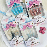 Rhinestone Accent Design Press On Nails Matte Coffin Shape