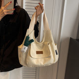 Trendy Cotton Canvas Shoulder Tote Bag Large Capacity Chest Bag for Students & Daily Use