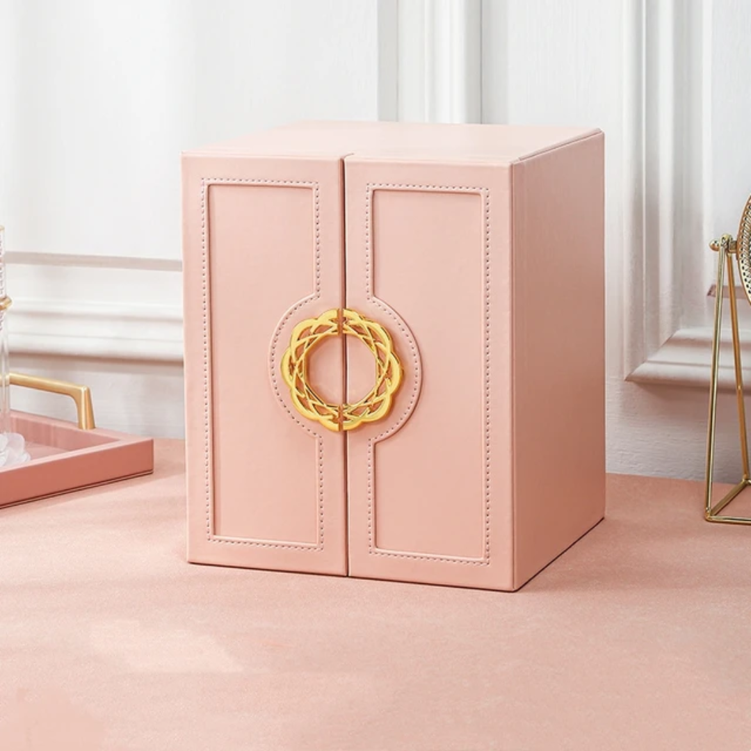 Luxury Large Capacity Jewelry Gift Box with Door & Drawer Portable Organizer Case