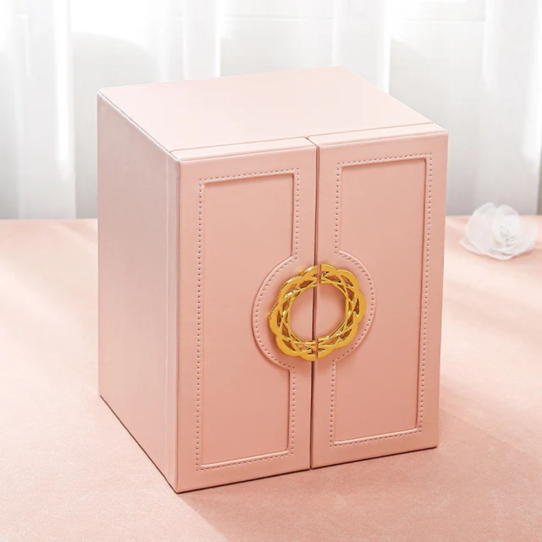 Luxury Large Capacity Jewelry Gift Box with Door & Drawer Portable Organizer Case