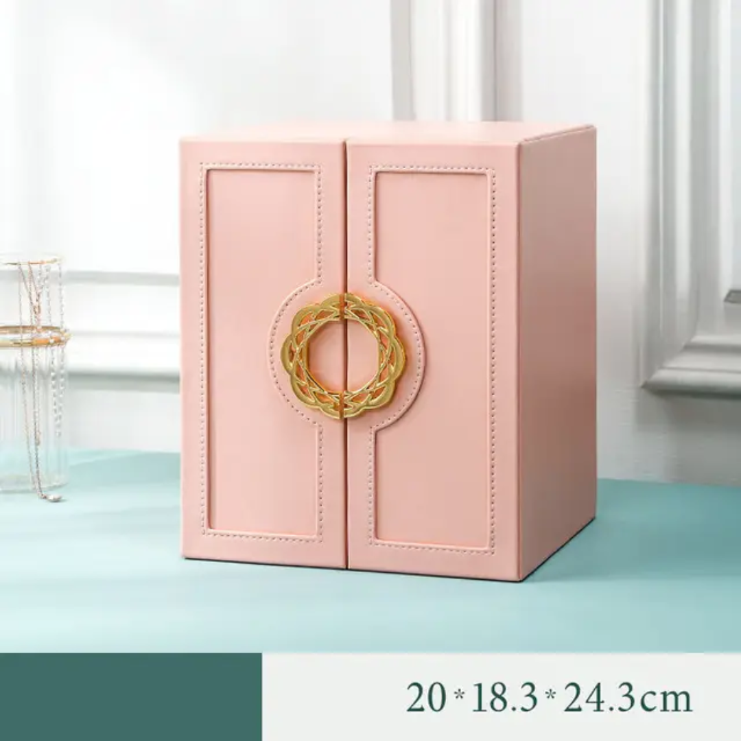 Luxury Large Capacity Jewelry Gift Box with Door & Drawer Portable Organizer Case