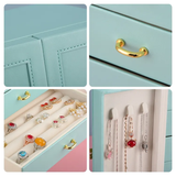 Luxury Large Capacity Jewelry Gift Box with Door & Drawer Portable Organizer Case