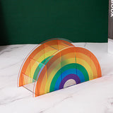 Acrylic Rainbow Pen & Brush Holder 5 Grid Colorful Arch Organizer for Desk Makeup Stationery & Art Supplies