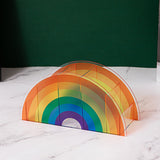 Acrylic Rainbow Pen & Brush Holder 5 Grid Colorful Arch Organizer for Desk Makeup Stationery & Art Supplies
