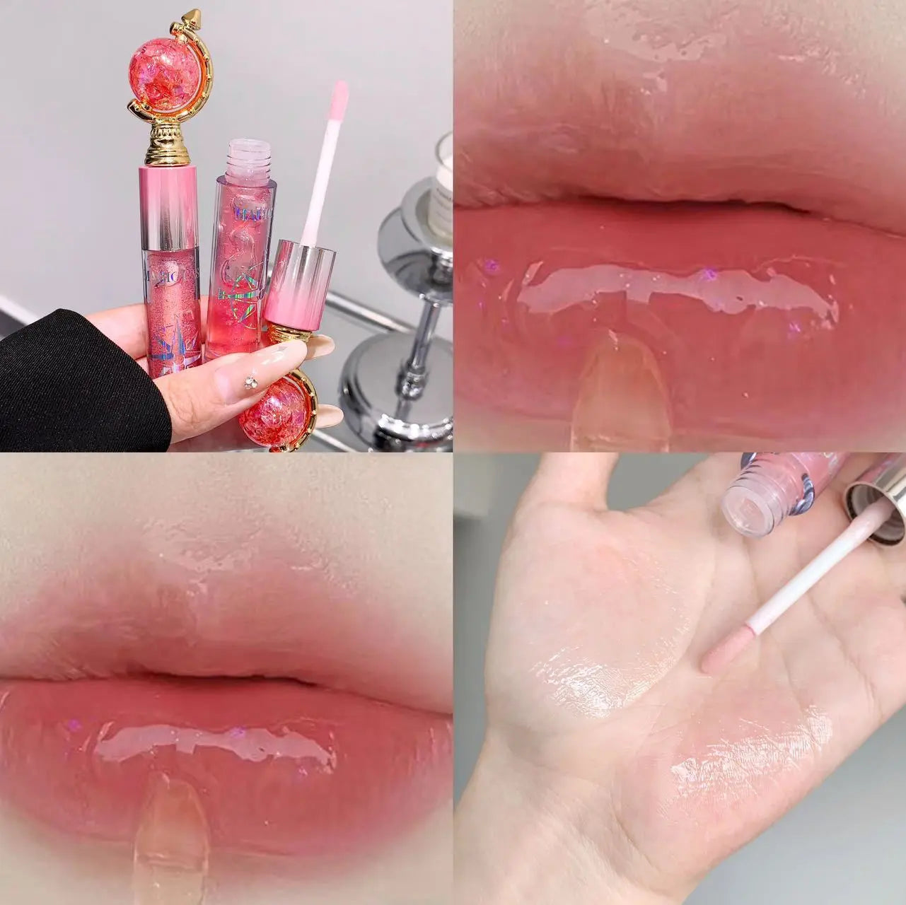 Magic Crystal Wand Lip Gloss Hydrating Plumping Shine Gloss with Glitter Tint for Women SparkelsSparkels