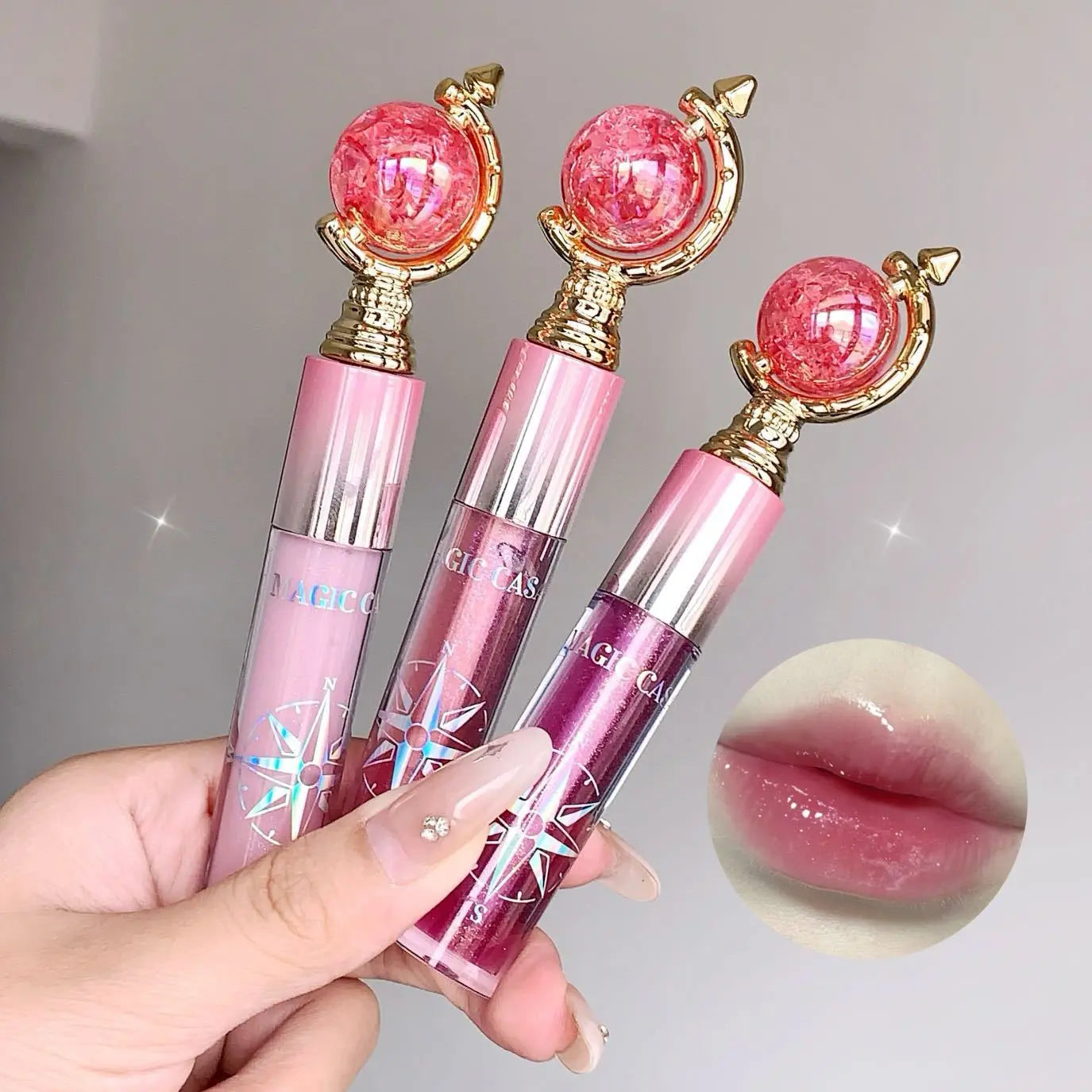 Magic Crystal Wand Lip Gloss Hydrating Plumping Shine Gloss with Glitter Tint for Women SparkelsSparkels
