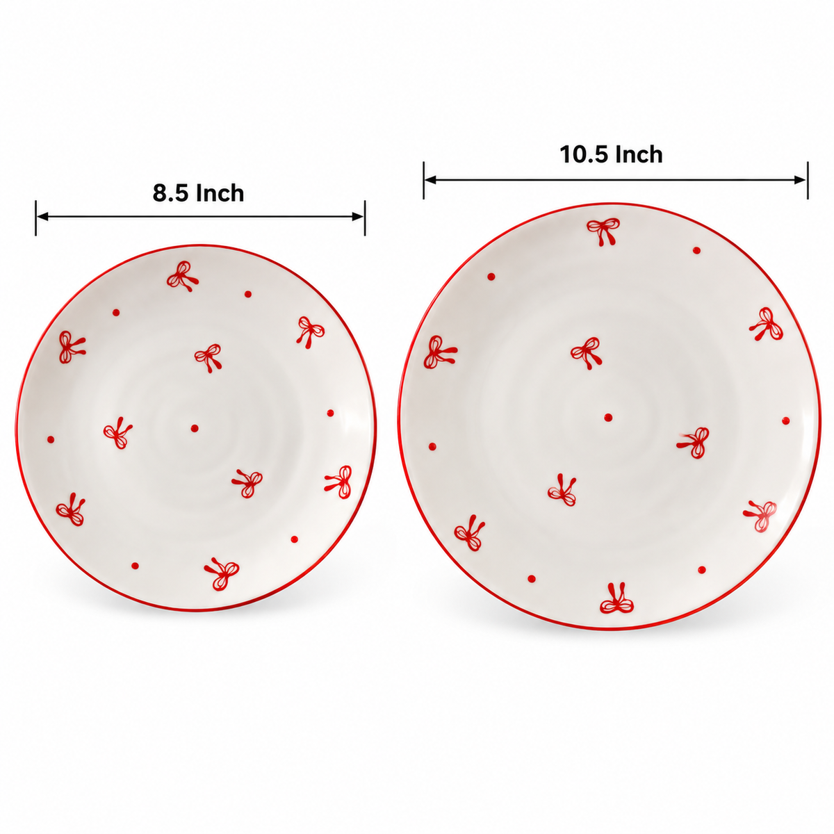 Vintage Red Bow Ceramic Dinner Plate