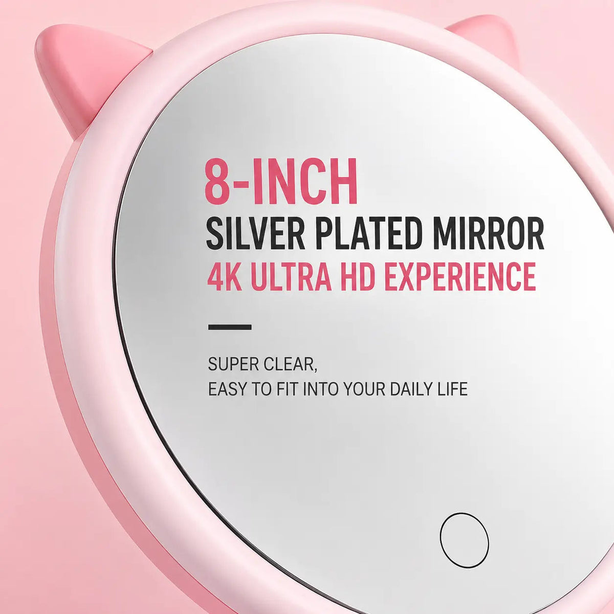 Cat Ear LED Makeup Mirror with Touch Light & Storage Organizer