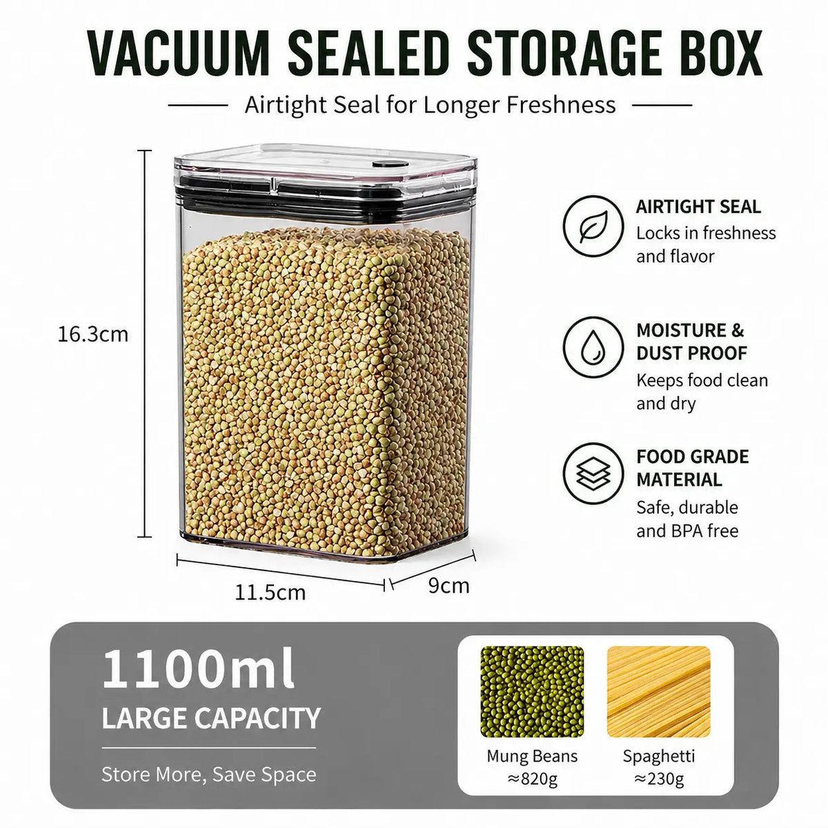 Vacuum Airtight Food Storage Container Multiple Sizes