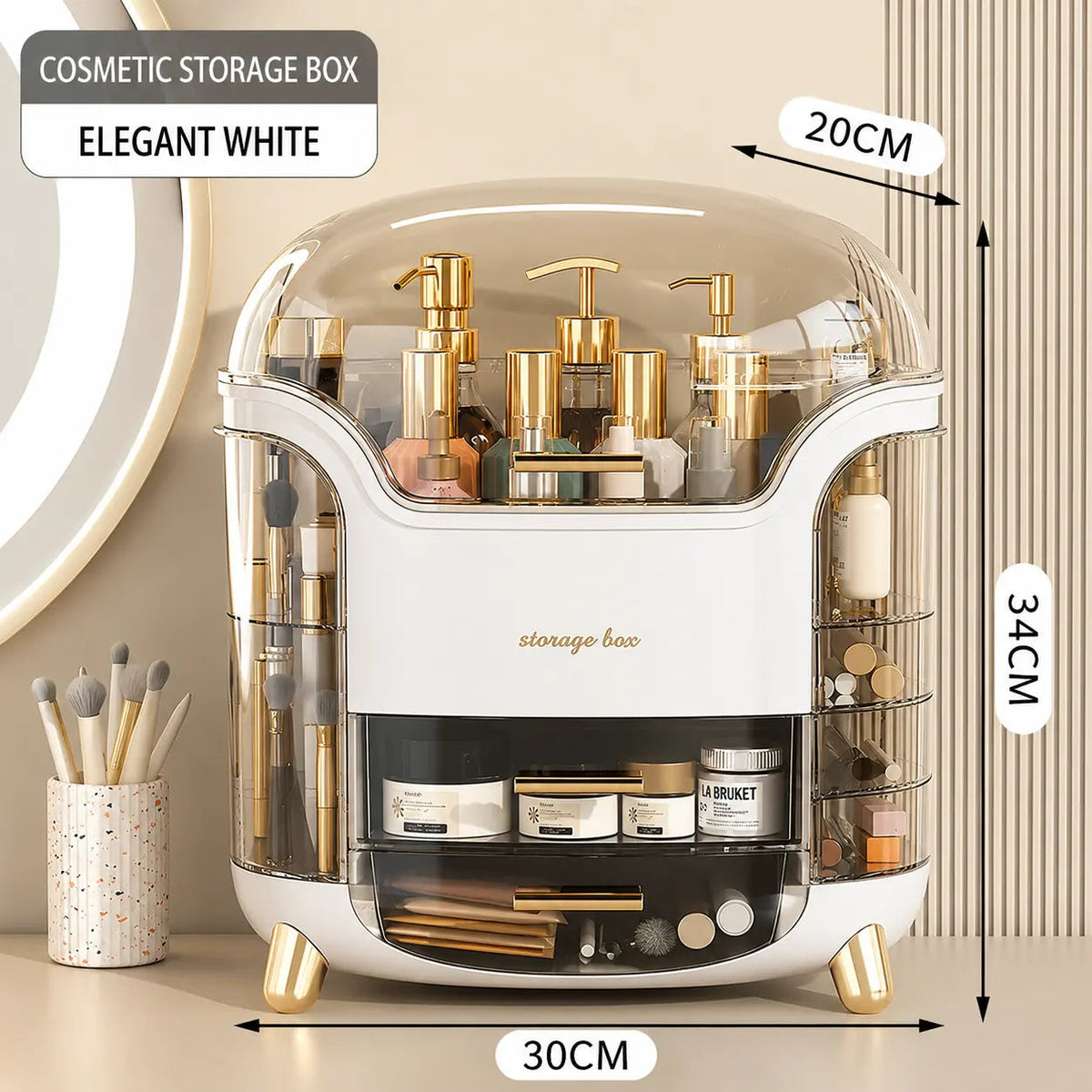 360° Rotating Multi-Layer Cosmetic & Makeup Storage Organizer with Dustproof Cover