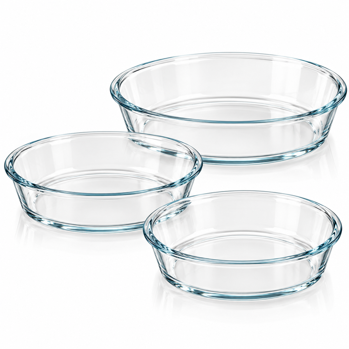 3 Piece Oval Glass Baking Dish Set Transparent Ovenware & Serving Dishes