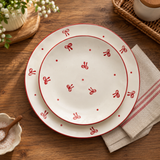 Vintage Red Bow Ceramic Dinner Plate