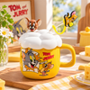 Tom & Jerry 3D Ceramic Mug with Cloud Lid & Straw
