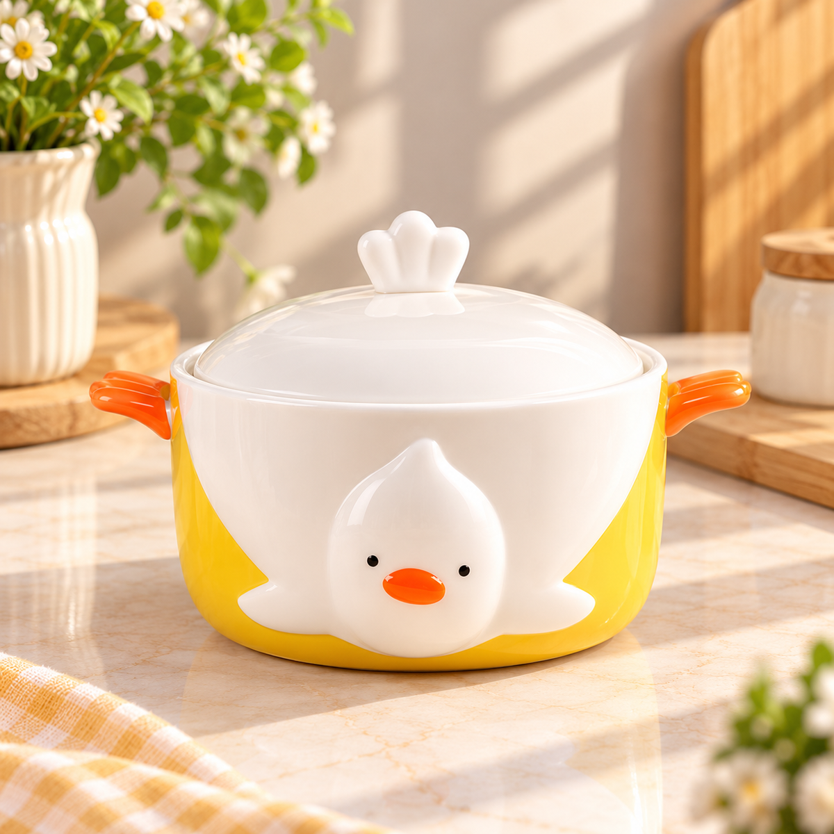Kawaii Cute Chick Ceramic Bowl with Lid