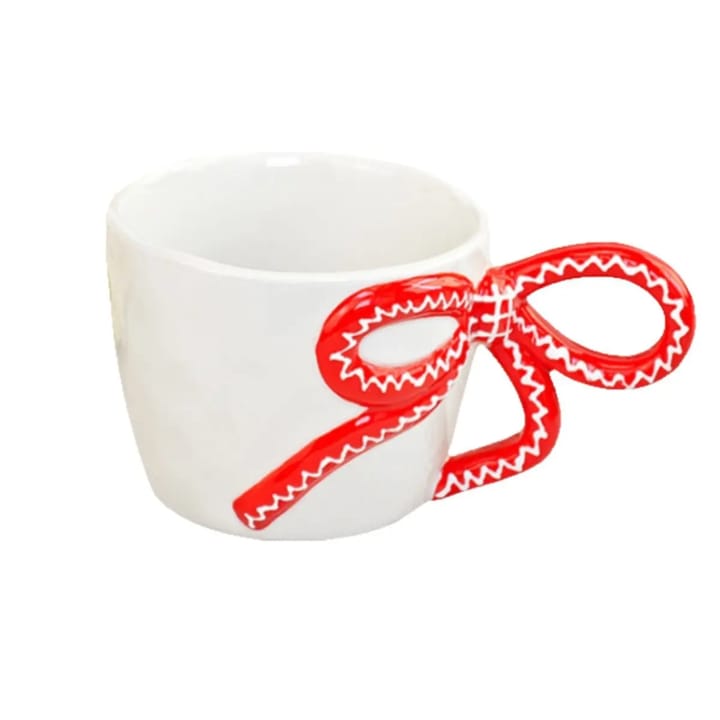 Cute 3D Bow Handle Ribbon Charm Ceramic Mug