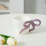 Cute 3D Bow Handle Ribbon Charm Ceramic Mug