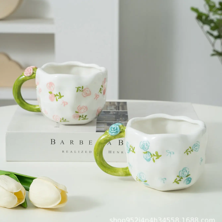 Hand Painted Floral Blossom Garden Ceramic Mug