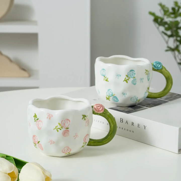 Hand Painted Floral Blossom Garden Ceramic Mug
