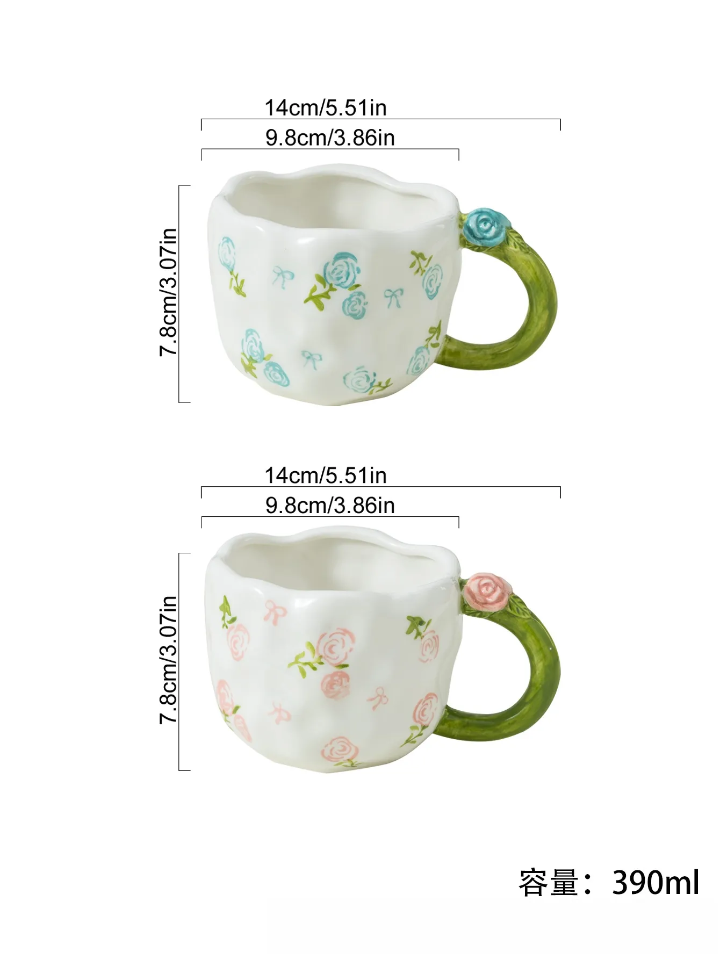 Hand Painted Floral Blossom Garden Ceramic Mug