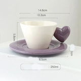 Elegant Heart Handle Ceramic Cup & Saucer Set Without Spoon