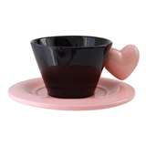 Elegant Heart Handle Ceramic Cup & Saucer Set Without Spoon