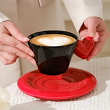 Elegant Heart Handle Ceramic Cup & Saucer Set Without Spoon