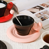 Elegant Heart Handle Ceramic Cup & Saucer Set Without Spoon