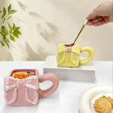 Cute 3D Ribbon Square Bow Ceramic Mug