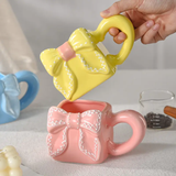 Cute 3D Ribbon Square Bow Ceramic Mug