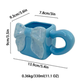 Cute 3D Ribbon Square Bow Ceramic Mug
