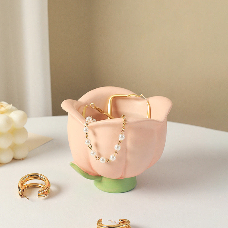 Creative Cartoon Tulip Storage Ornaments Kawaii Accessories Desktop Decoration Girls' Room Storage Lovely Home Decor