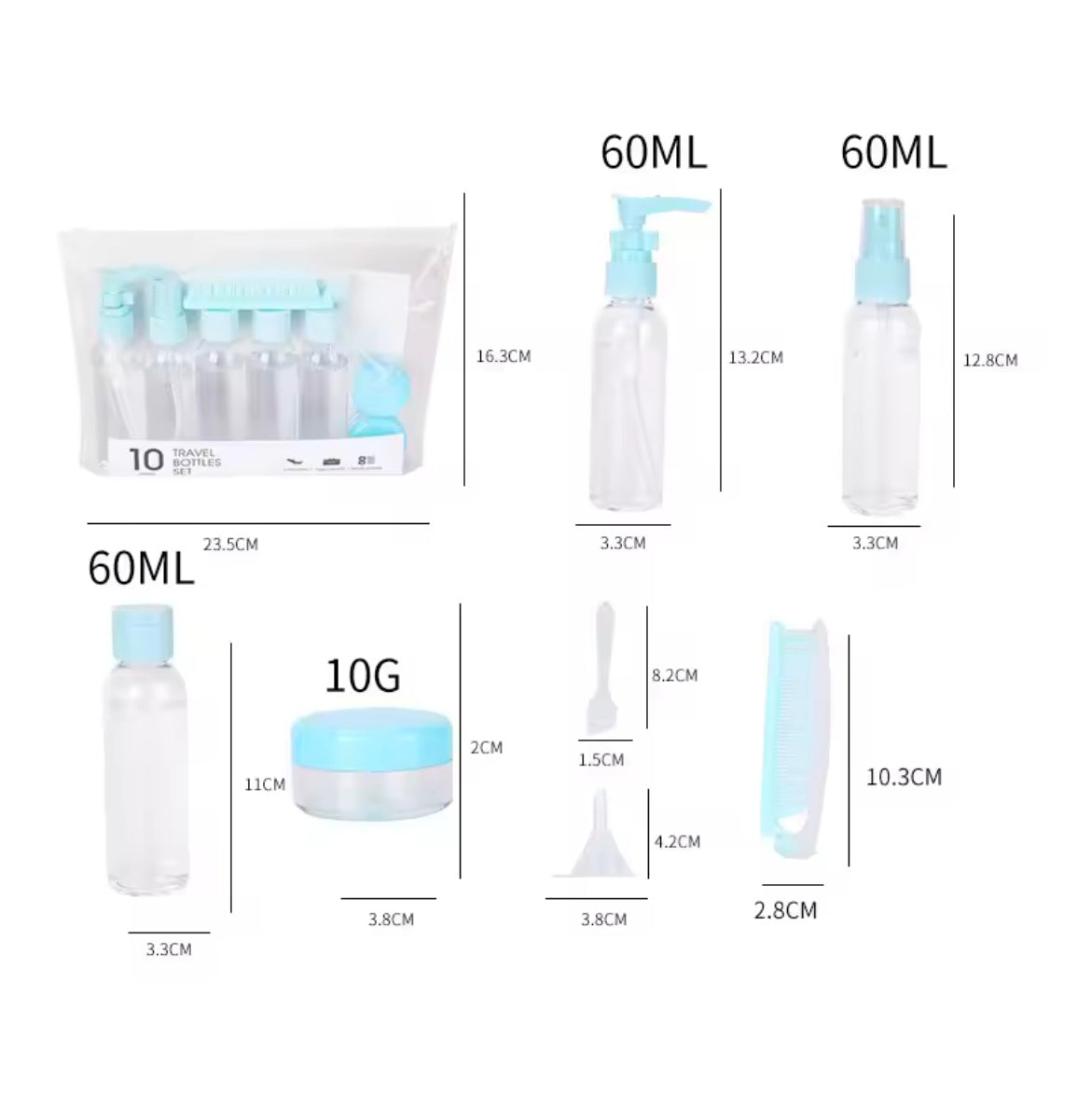 10Pcs Travel Bottle Kit Set