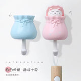 Lucky Cat Strong Sticky Hook Key Holder Wall coat Rack Sundries Organizer Accessories keychain Umbrella Storage Rack Home Decor