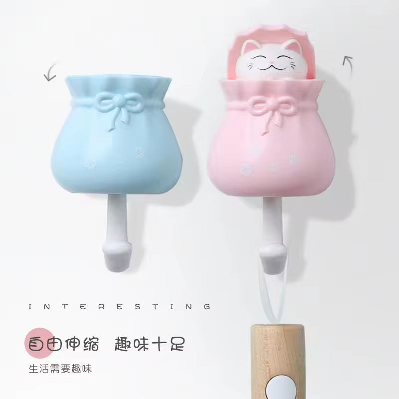 Lucky Cat Strong Sticky Hook Key Holder Wall coat Rack Sundries Organizer Accessories keychain Umbrella Storage Rack Home Decor