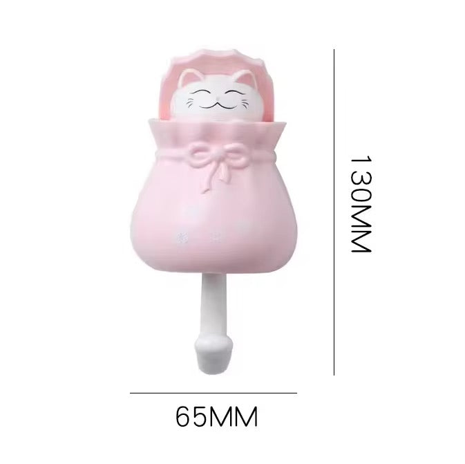 Lucky Cat Strong Sticky Hook Key Holder Wall coat Rack Sundries Organizer Accessories keychain Umbrella Storage Rack Home Decor