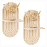 Oval Wall Frame Bohemian Style Wooden Potted Plant Flower Pot Holder Candle Essential Oil Aromatherapy Display Stand