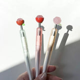 Kawaii Strawberry Bounce Gel Pen 0.5mm Black Ink Cute Spring-Top Pen