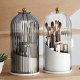 360° Rotating Dustproof Makeup Brush Organizer with Transparent Lid