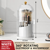 360° Rotating Dustproof Makeup Brush Organizer with Transparent Lid