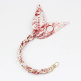 Silk Scarf & Gold Chain Phone Lanyard Wristlet Elegant Bow Ribbon Keyring & Bag Charm (Random Design)