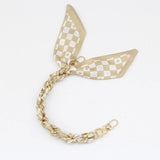 Silk Scarf & Gold Chain Phone Lanyard Wristlet Elegant Bow Ribbon Keyring & Bag Charm (Random Design)