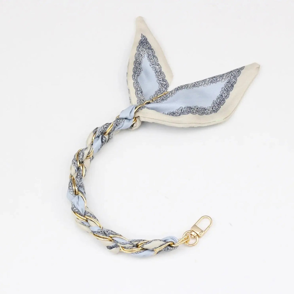 Silk Scarf & Gold Chain Phone Lanyard Wristlet Elegant Bow Ribbon Keyring & Bag Charm (Random Design) SparkelsSparkels