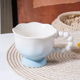 Pastel Gradient Ceramic Mug with Ruffle Handle & Spoon